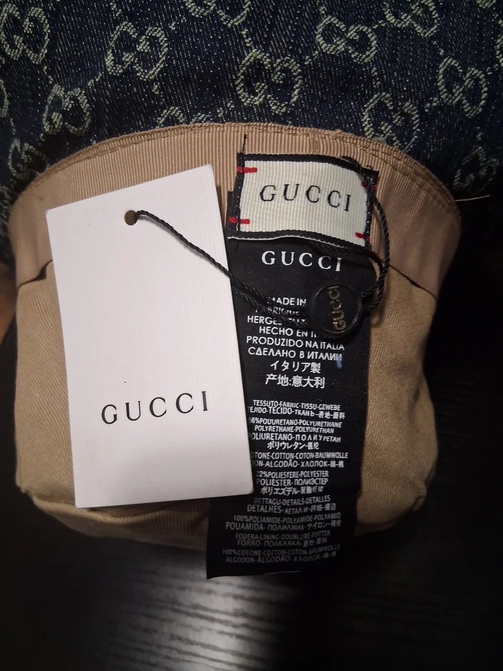 Gucci Denim GG Jacquard Bucket Hat in Blue and Ivory